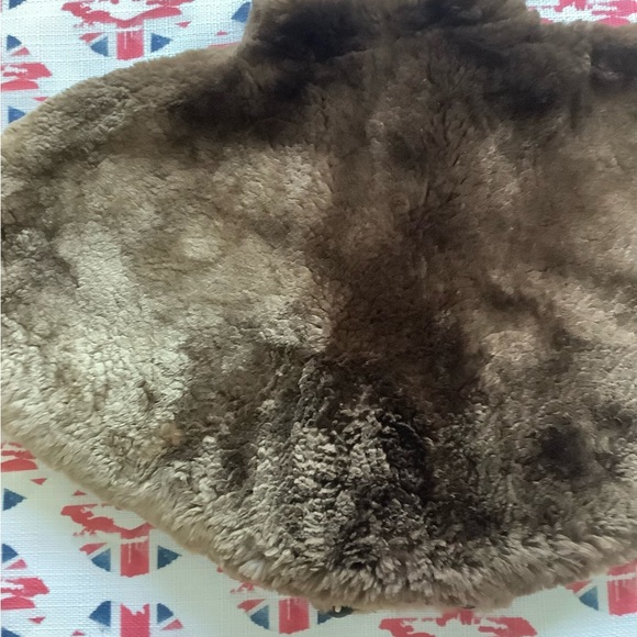 Vintage Brown Shearling Large Button Capelet - Picture 5 of 12